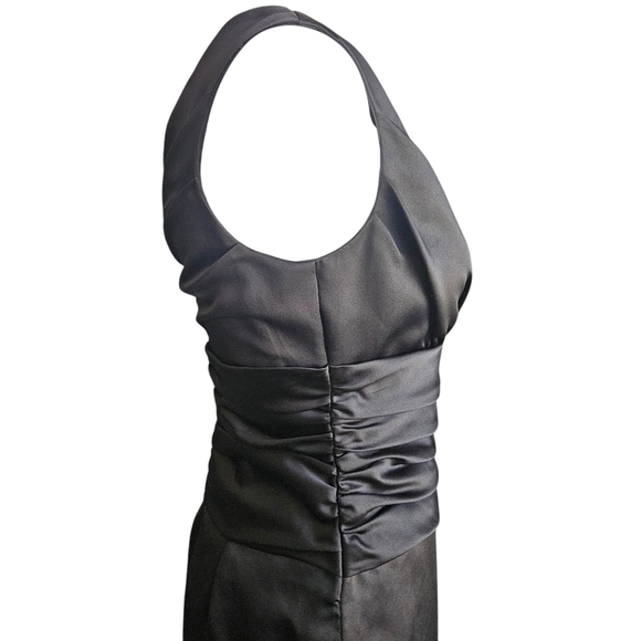 Davids Bridal dress Sz 6 sleeveless ruched elegant black formal maxi - Picture 4 of 10